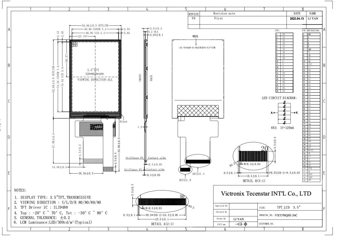 3.5inch 320x480 Capacitive Touch TFT Module