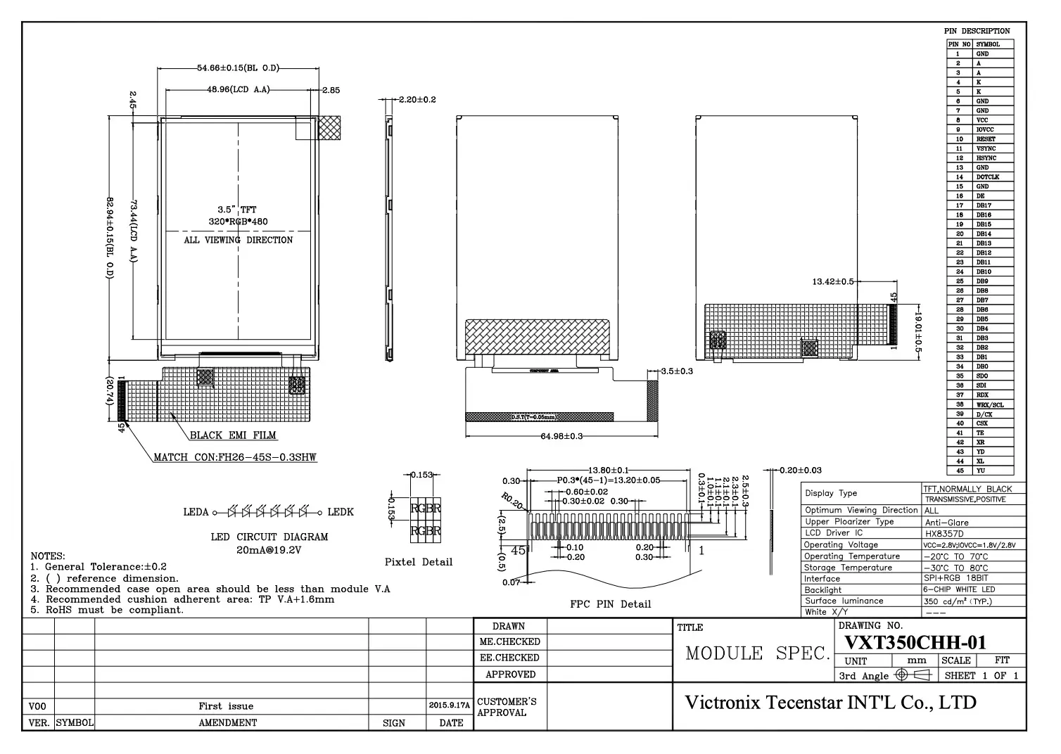 3.5'' 320x480 IPS TFT Module